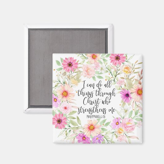 Filippenzen 4:13 Bijbel Schrift Verse Bloemen Magneet (Voorkant / Achterkant)