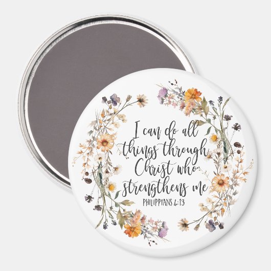 Filippenzen 4:13 Bijbel Schrift Verse Bloemen Magneet (Voorkant / Achterkant)