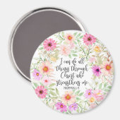 Filippenzen 4:13 Bijbel Schrift Verse Bloemen Magneet (Voorkant / Achterkant)