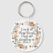 Filippenzen 4:13 Bijbel Schrift Verse Bloemen Sleutelhanger (Achterkant)