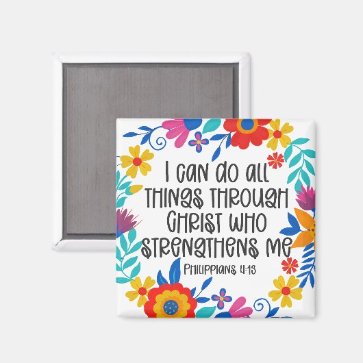 Filippenzen 4:13 Bijbel Schrift Volksmuziek Kunst Magneet (Voorkant / Achterkant)