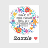 Filippenzen 4:13 Bijbel Schrift Volksmuziek Kunst  Sticker (Vel)