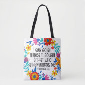 Filippenzen 4:13 Bijbel Schrift Volksmuziek Kunst  Tote Bag (Voorkant)
