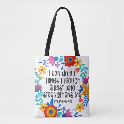 Filippenzen 4:13 Bijbel Schrift Volksmuziek Kunst  Tote Bag (Voorkant)