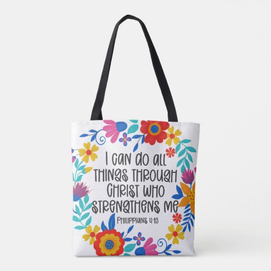 Filippenzen 4:13 Bijbel Schrift Volksmuziek Kunst  Tote Bag (Achterkant)