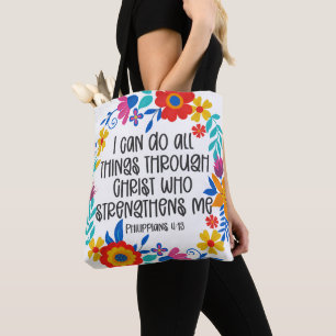 Filippenzen 4:13 Bijbel Schrift Volksmuziek Kunst Tote Bag