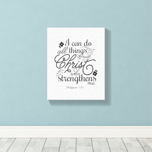 Filippenzen 4:13 Bijbel Verse Schrift Pick Kleur Canvas Afdruk (Insitu (Houten vloer))