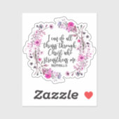 Filippenzen 4:13 Bijbelschrift Roze en Paarse Sticker (Vel)