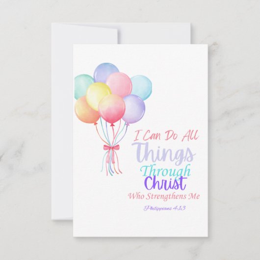 Filippenzen 4:13 Bijbelvers Dank u wel kaart (Voorkant)
