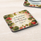 Filippenzen 4:13 Bijbelvers over tijdloos ontwerp Bier Onderzetter (Linkerzijde)