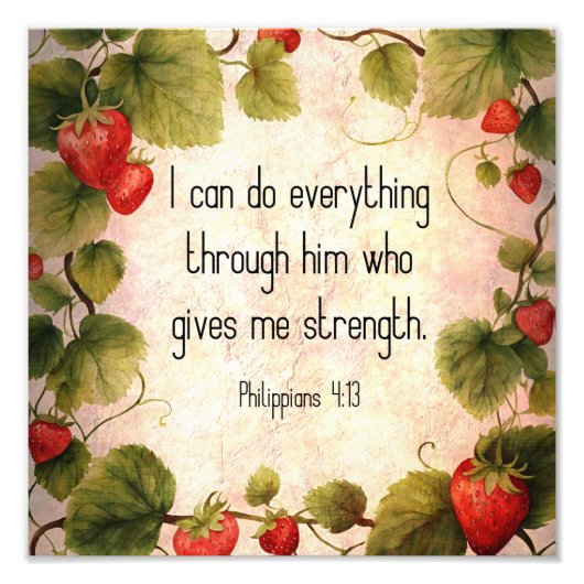 Filippenzen 4:13 Bijbelvers over tijdloos ontwerp Foto Afdruk (Voorkant)