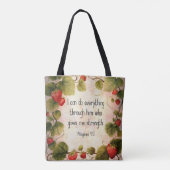Filippenzen 4:13 Bijbelvers over tijdloos ontwerp Tote Bag (Achterkant)