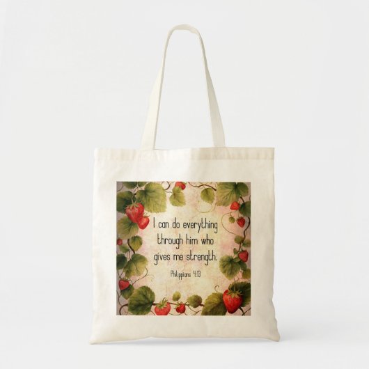 Filippenzen 4:13 Bijbelvers over tijdloos ontwerp Tote Bag (Voorkant)