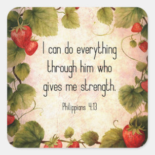 Filippenzen 4:13 Bijbelvers over tijdloos ontwerp Vierkante Sticker