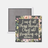 Filippenzen 4:13 Bijbelvers  pastel bloemig Magneet (Voorkant / Achterkant)