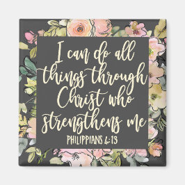 Filippenzen 4:13 Bijbelvers  pastel bloemig Magneet