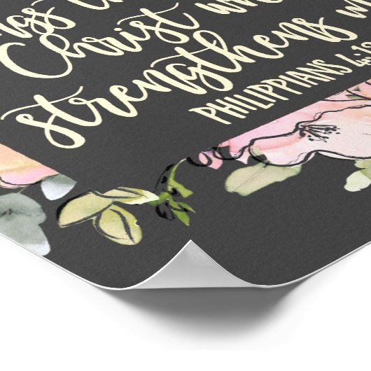 Filippenzen 4:13 Bijbelvers pastel bloemig Poster (Hoek)