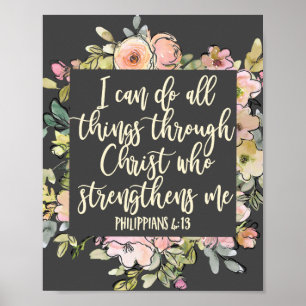 Filippenzen 4:13 Bijbelvers pastel bloemig Poster