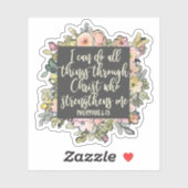 Filippenzen 4:13 Bijbelvers  pastel bloemig Sticker (Vel)