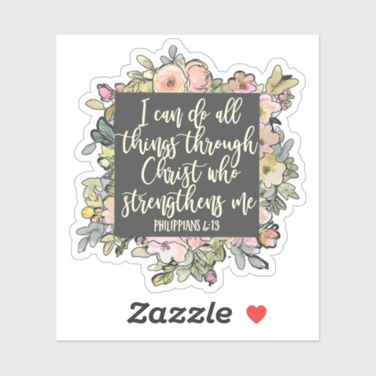 Filippenzen 4:13 Bijbelvers  pastel bloemig Sticker (Vel)