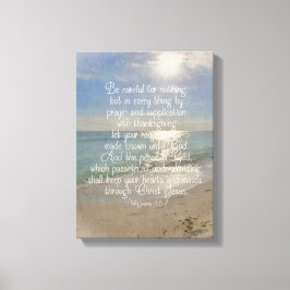 Filippenzen 4:13 Bijbelvers Strand Christelijke ku Canvas Afdruk