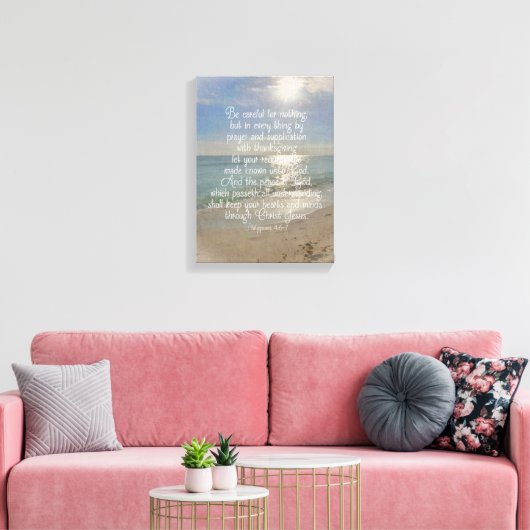 Filippenzen 4:13 Bijbelvers Strand Christelijke ku Canvas Afdruk (Insitu (Woonkamer))