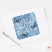 Filippenzen 4:13 blauw vlinder ontwerp vierkante sticker (Envelop)