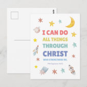 Filippenzen 4:13 Ik kan alle dingen doen Kinderkam Briefkaart (Voorkant / Achterkant)