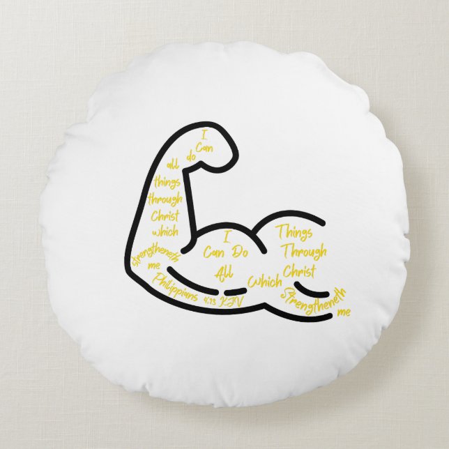 Filippenzen 4:13 KJV Bijbel Verse Rond Kussen (Voorkant)