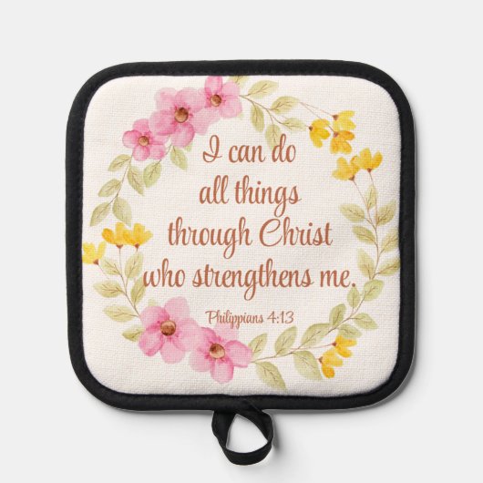 Filippenzen 4:13 Roze en gele bloemen Pannenlap (Voorkant)