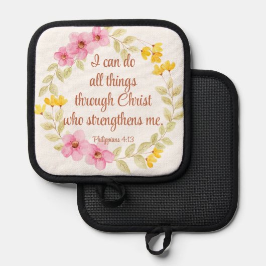 Filippenzen 4:13 Roze en gele bloemen Pannenlap (Voorkant / Achterkant)