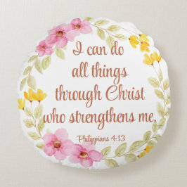 Filippenzen 4:13 Roze en gele bloemen Rond Kussen