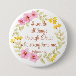 Filippenzen 4:13 Roze en gele bloemen Ronde Button 7,6 Cm