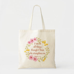 Filippenzen 4:13 Roze en gele bloemen Tote Bag