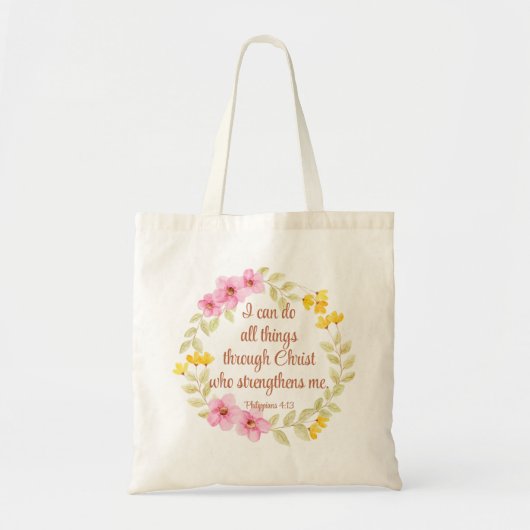 Filippenzen 4:13 Roze en gele bloemen Tote Bag (Voorkant)
