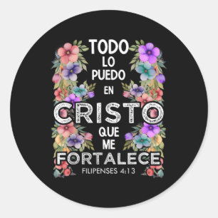 Filippenzen 4_13 Spaans Christelijk Bijbelvers Jes Ronde Sticker
