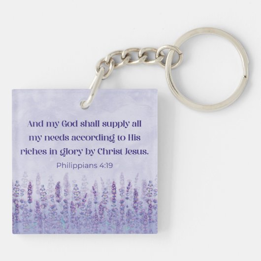 Filippenzen 4:19 Bijbelvers Mijn God zal voorzien Sleutelhanger (Achterkant)