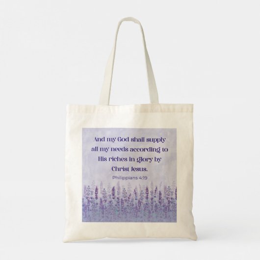 Filippenzen 4:19 Bijbelvers Mijn God zal voorzien Tote Bag (Achterkant)