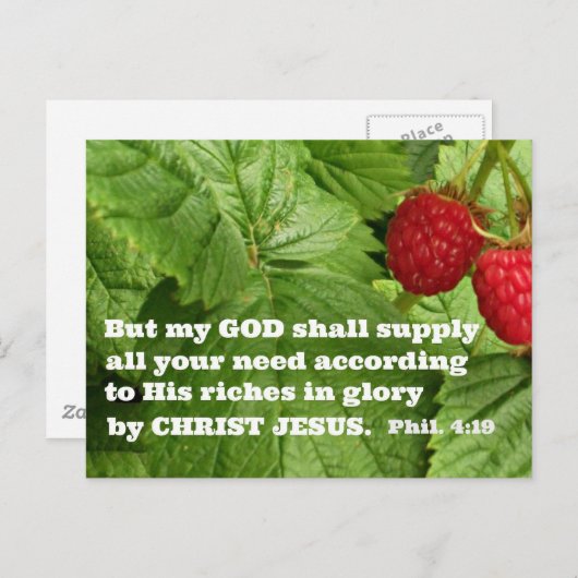 Filippenzen 4:19 Maar mijn God zal al uw Briefkaart (Voorkant / Achterkant)