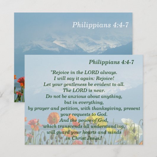 Filippenzen 4:4-7 Wees niet angstig Briefkaart (Voorkant / Achterkant)