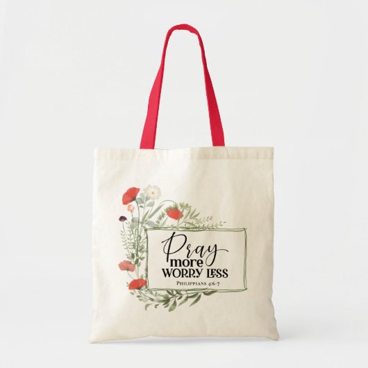 Filippenzen 4:6-7 Bid Meer Zorgen Minder Bijbelver Tote Bag (Voorkant)