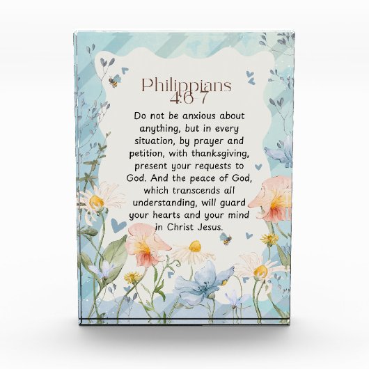 Filippenzen 4:6-7 Bijbeltekst in aquarel Fotoblokken (Voorkant)