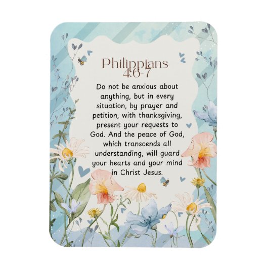 Filippenzen 4:6-7 Bijbeltekst in aquarel Magneet (Verticaal)