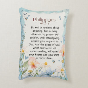 Filippenzen 4:6-7 Bijbeltekst in waterverf Accent Kussen
