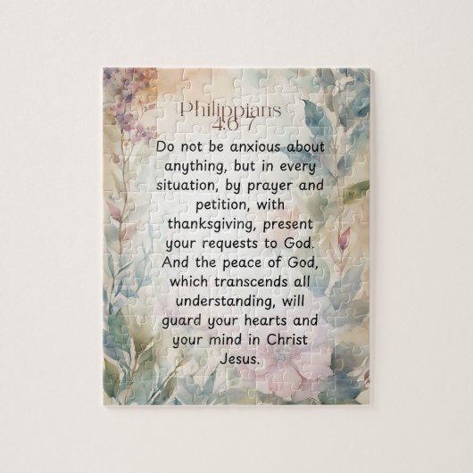 Filippenzen 4:6-7 Bijbeltekst in waterverf Legpuzzel (Verticaal)