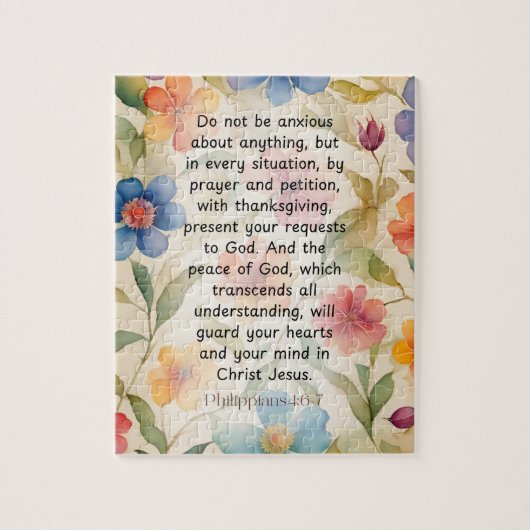 Filippenzen 4:6-7 Bijbeltekst in waterverf Legpuzzel (Verticaal)