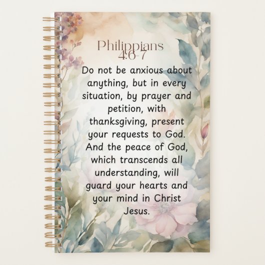 Filippenzen 4:6-7 Bijbeltekst in waterverf Planner (Voorkant)