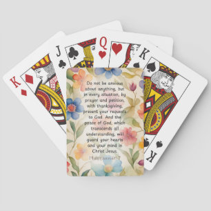 Filippenzen 4:6-7 Bijbeltekst in waterverfstijl Pokerkaarten