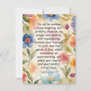 Filippenzen 4:6-7 Bijbelvers in waterverf Briefkaart