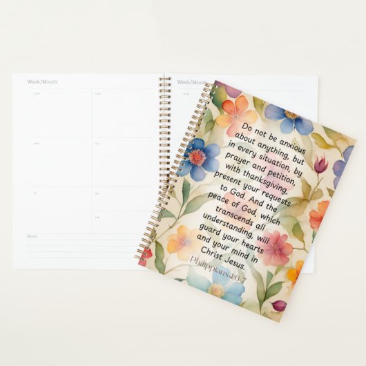 Filippenzen 4:6-7 Bijbelvers in waterverf Planner (Display)